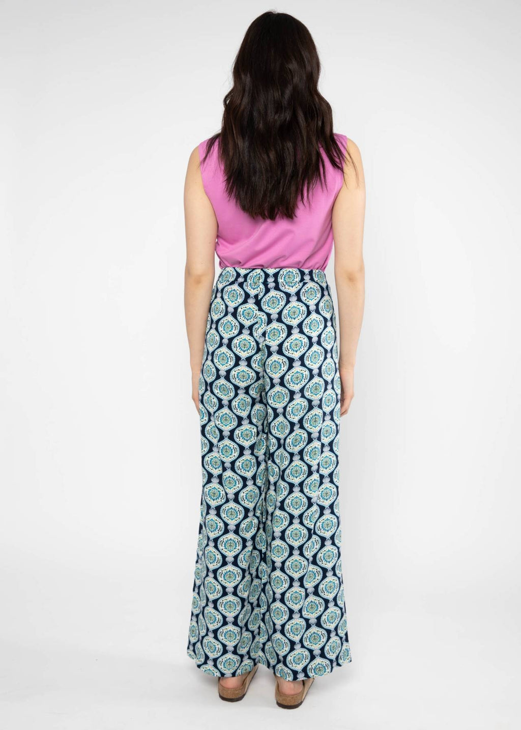 Blutsgeschwister Hose "Breezy Palazzo" blau/gemustert