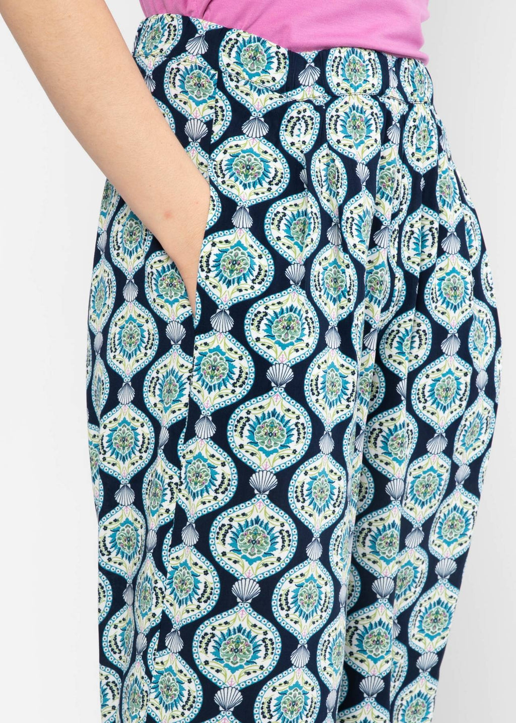 Blutsgeschwister Hose "Breezy Palazzo" blau/gemustert