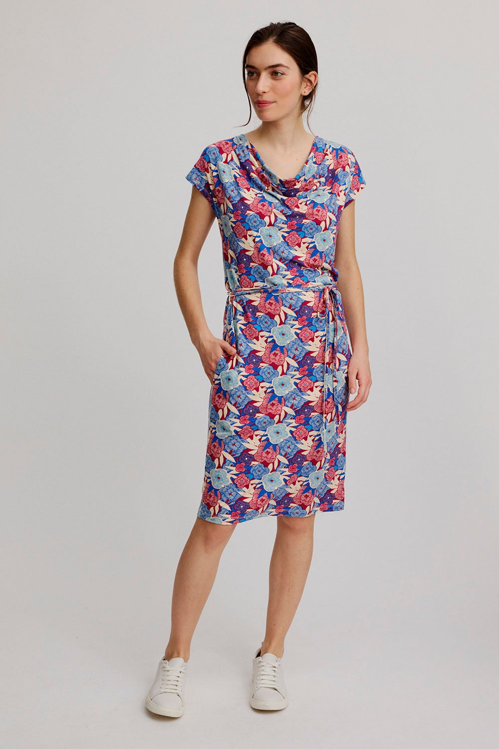 Tranquillo Kleid E150 blau/rot gemustert