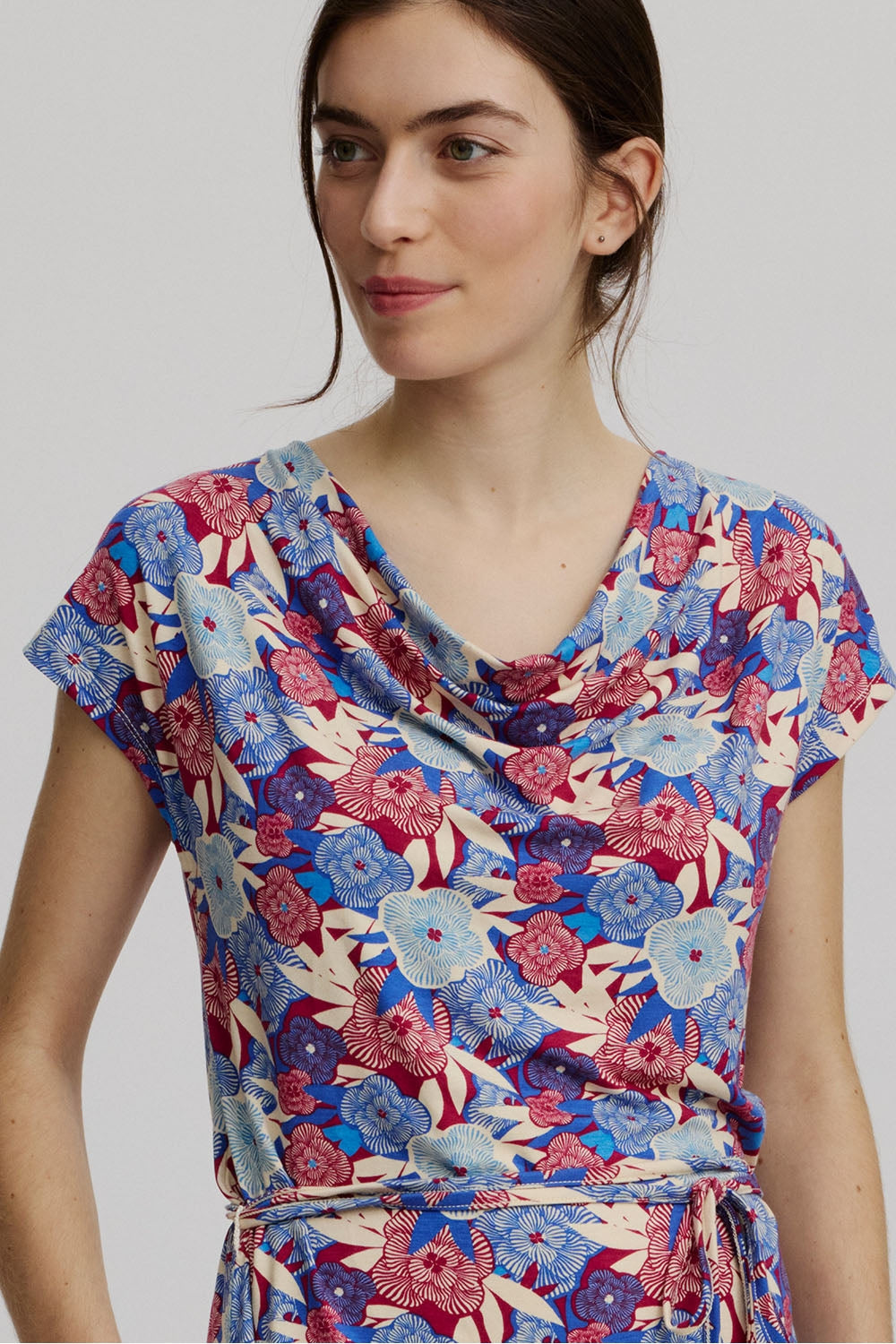 Tranquillo Kleid E150 blau/rot gemustert