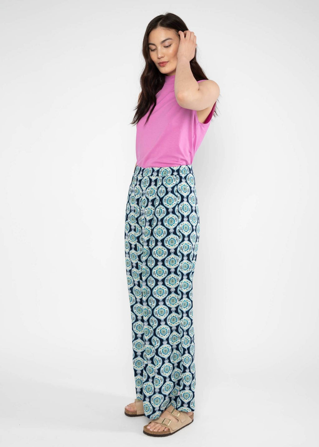 Blutsgeschwister Hose "Breezy Palazzo" blau/gemustert