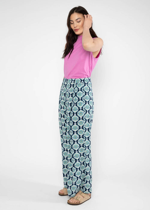 Blutsgeschwister Hose "Breezy Palazzo" blau/gemustert