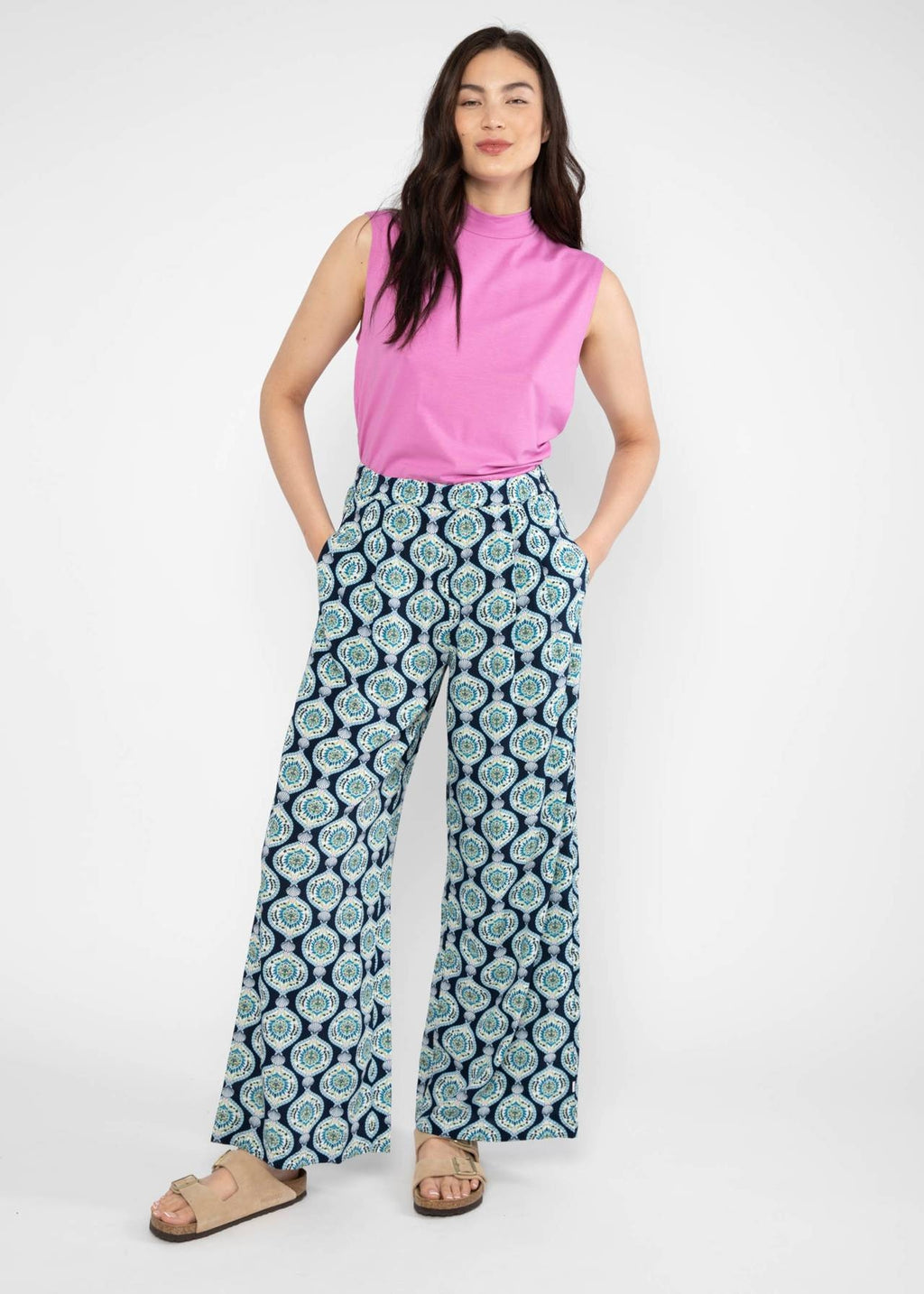 Blutsgeschwister Hose "Breezy Palazzo" blau/gemustert