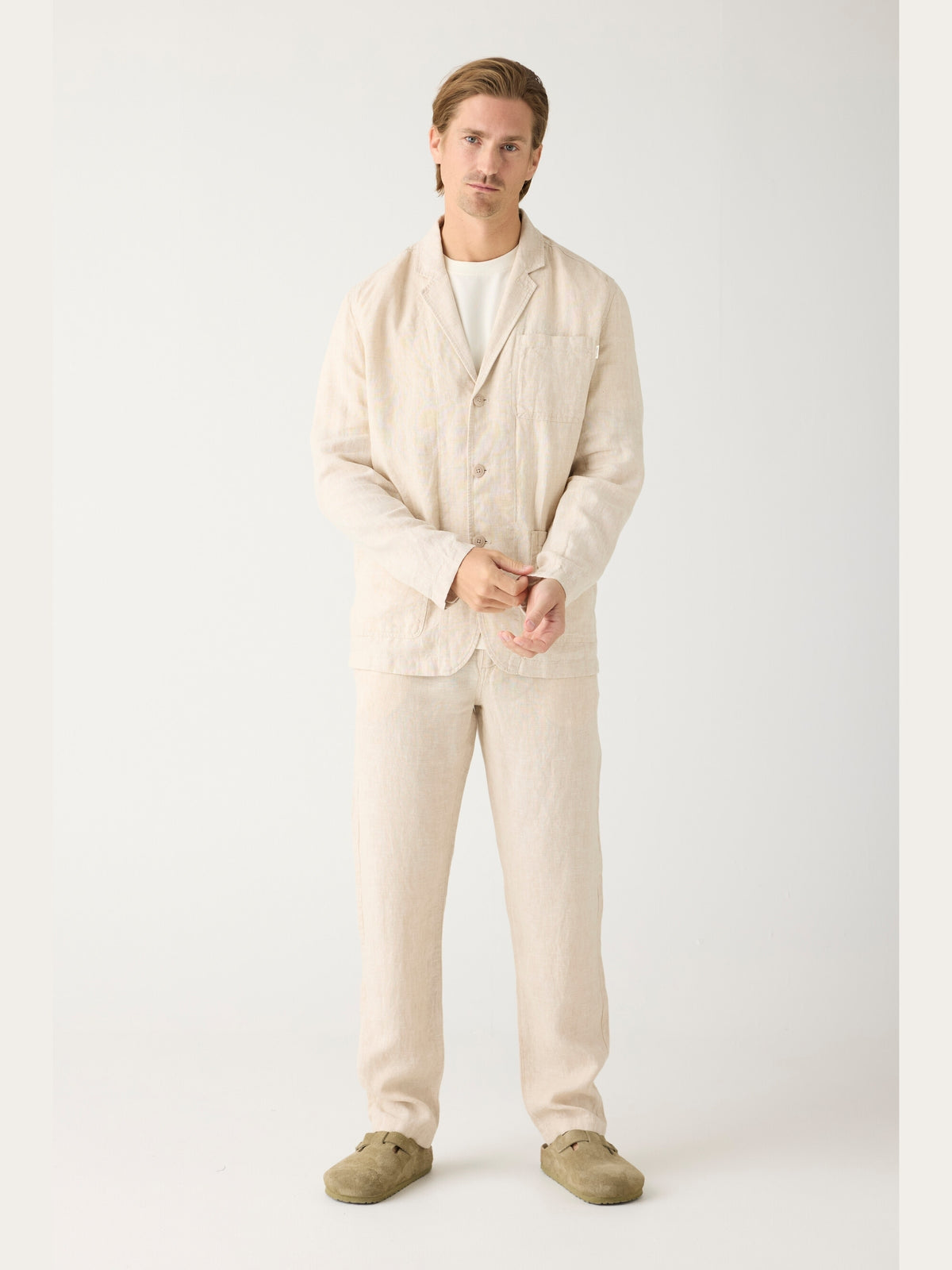 Knowledge Cotton Hose aus Leinen beige