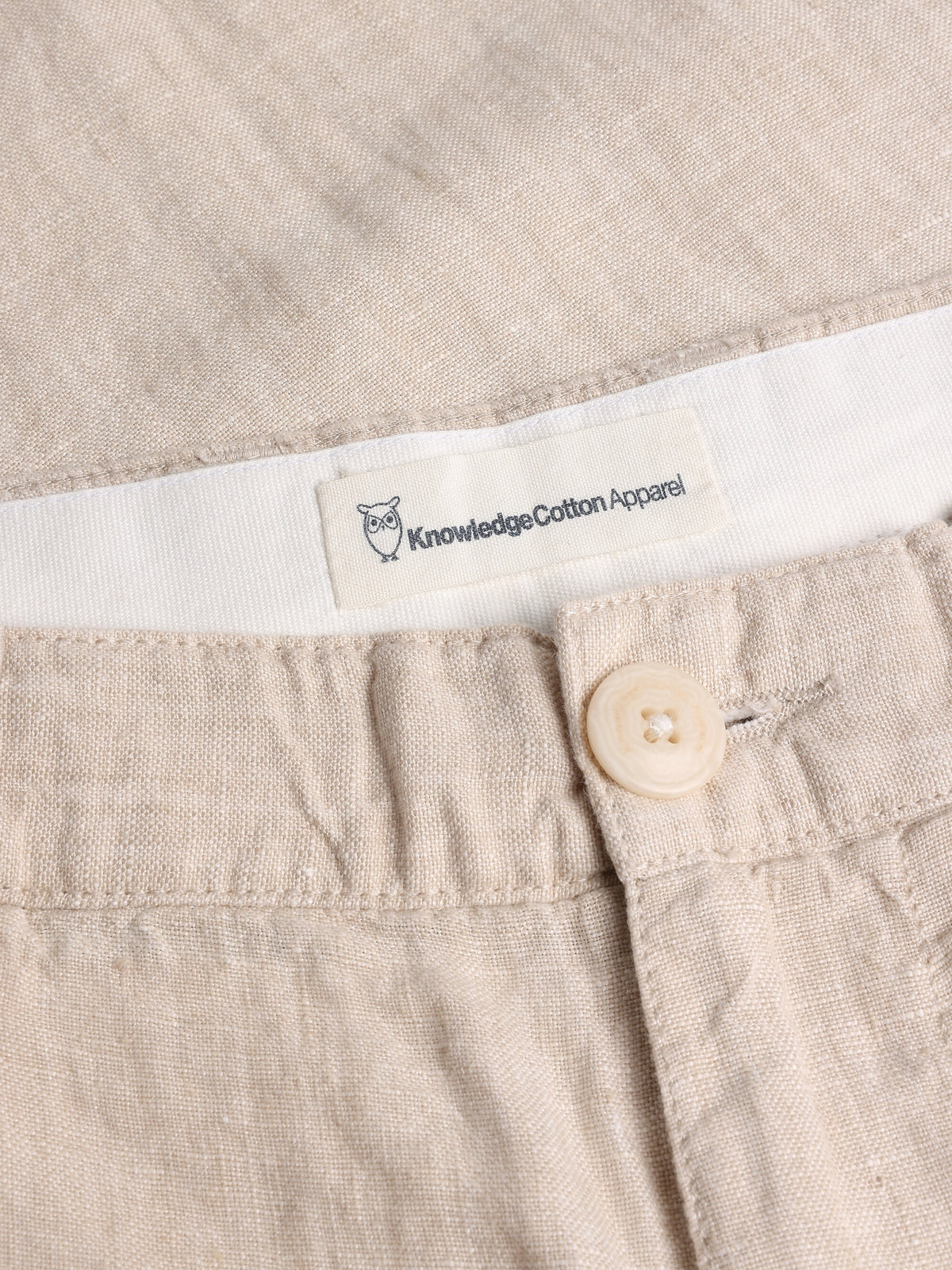 Knowledge Cotton Hose aus Leinen beige