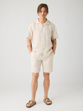 Knowledge Cotton Hemd aus Leinen kurzarm beige