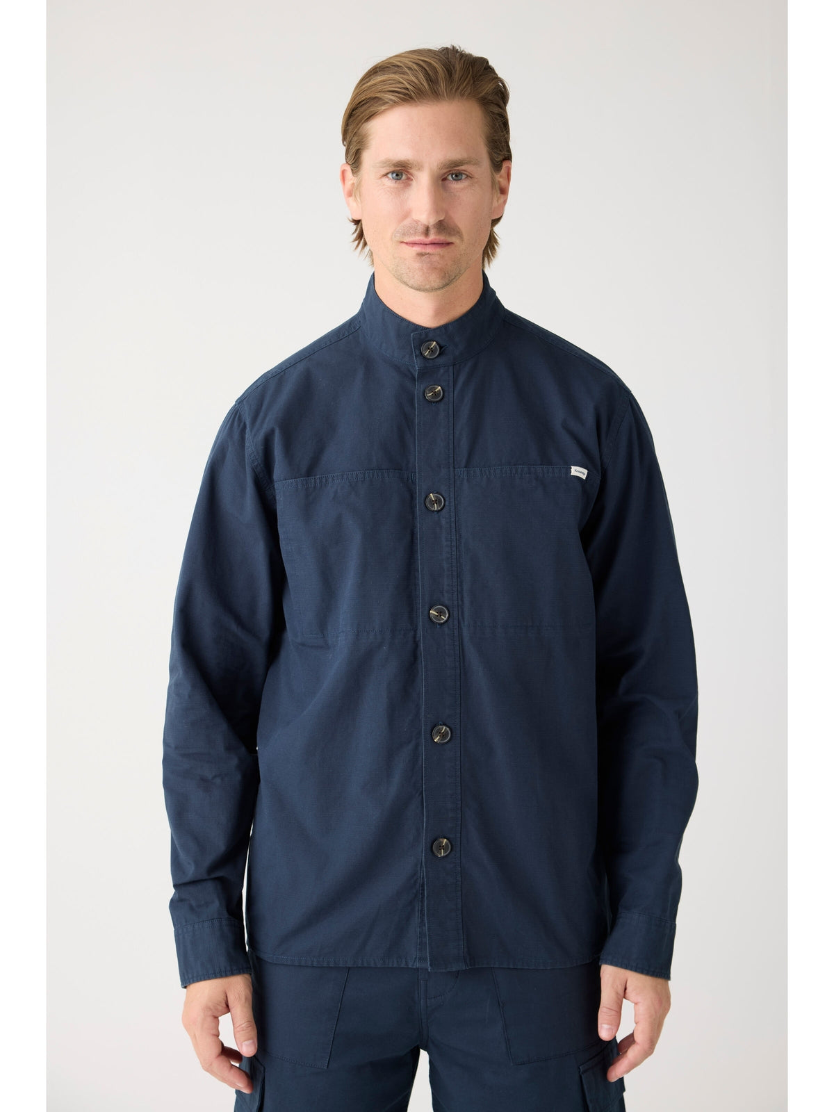 Knowledge Cotton Hemd-Jacke blau