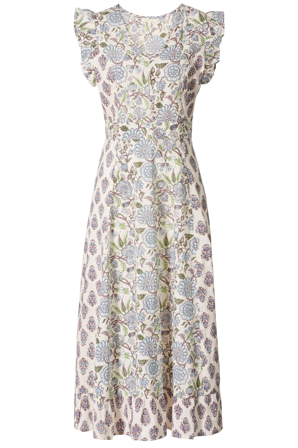 Himalaya Kleid beige/blau geblümt