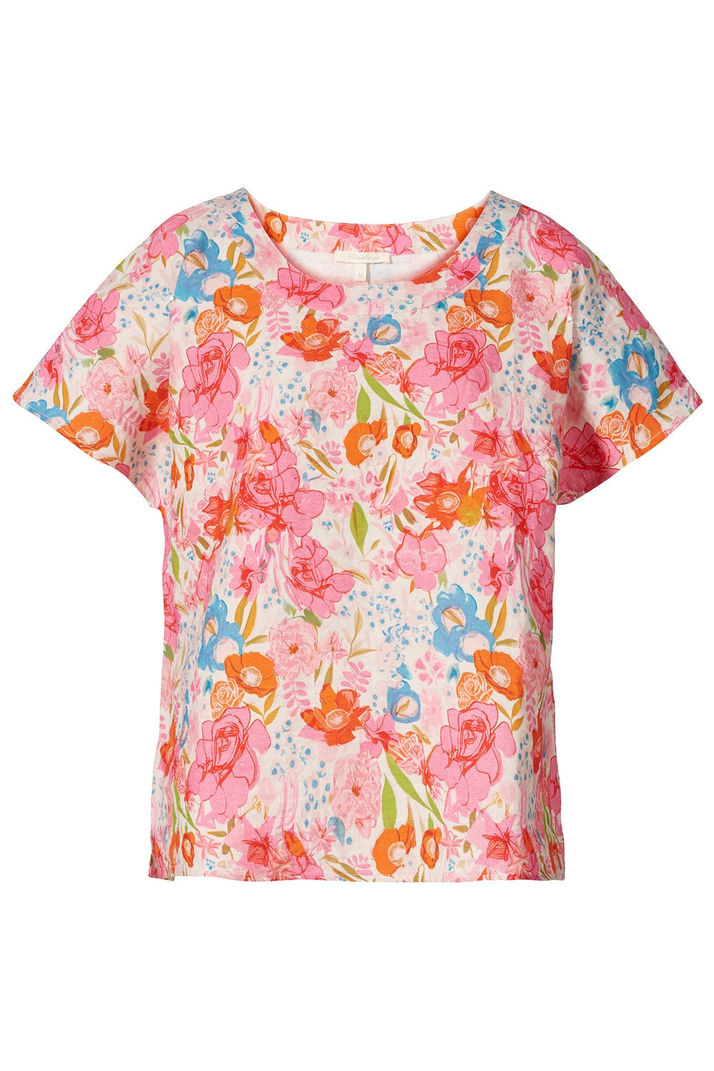 Himalaya Bluse aus Leinen rosa/geblümt