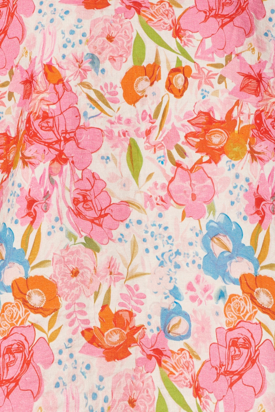 Himalaya Bluse aus Leinen rosa/geblümt