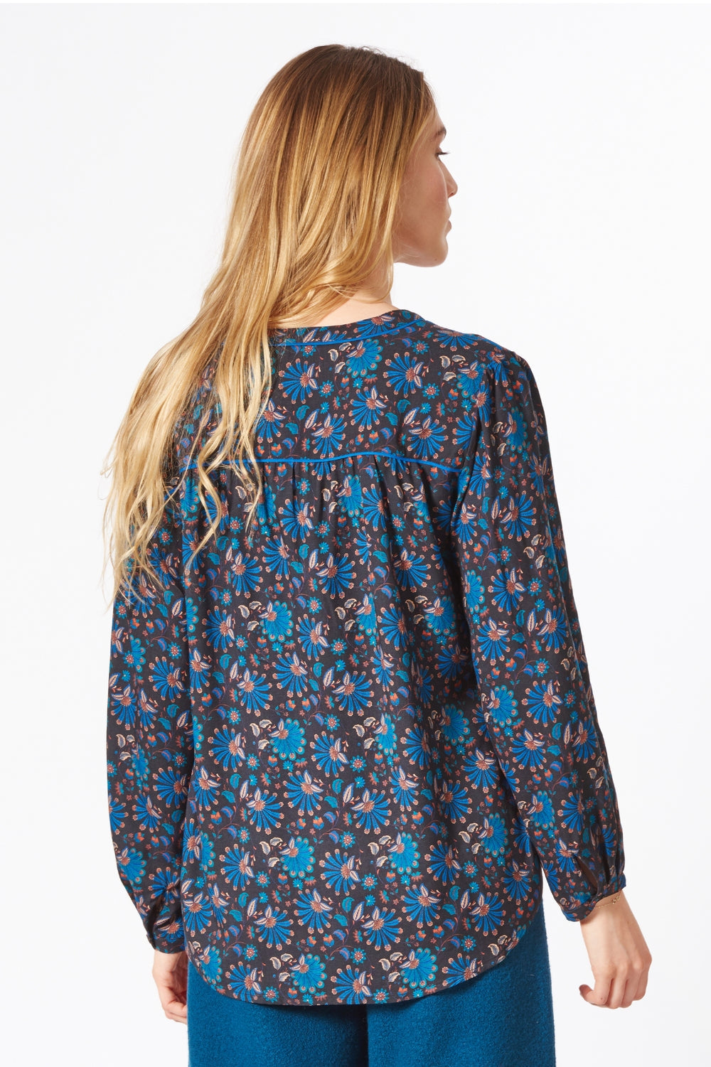 Himalaya Bluse blau/geblümt