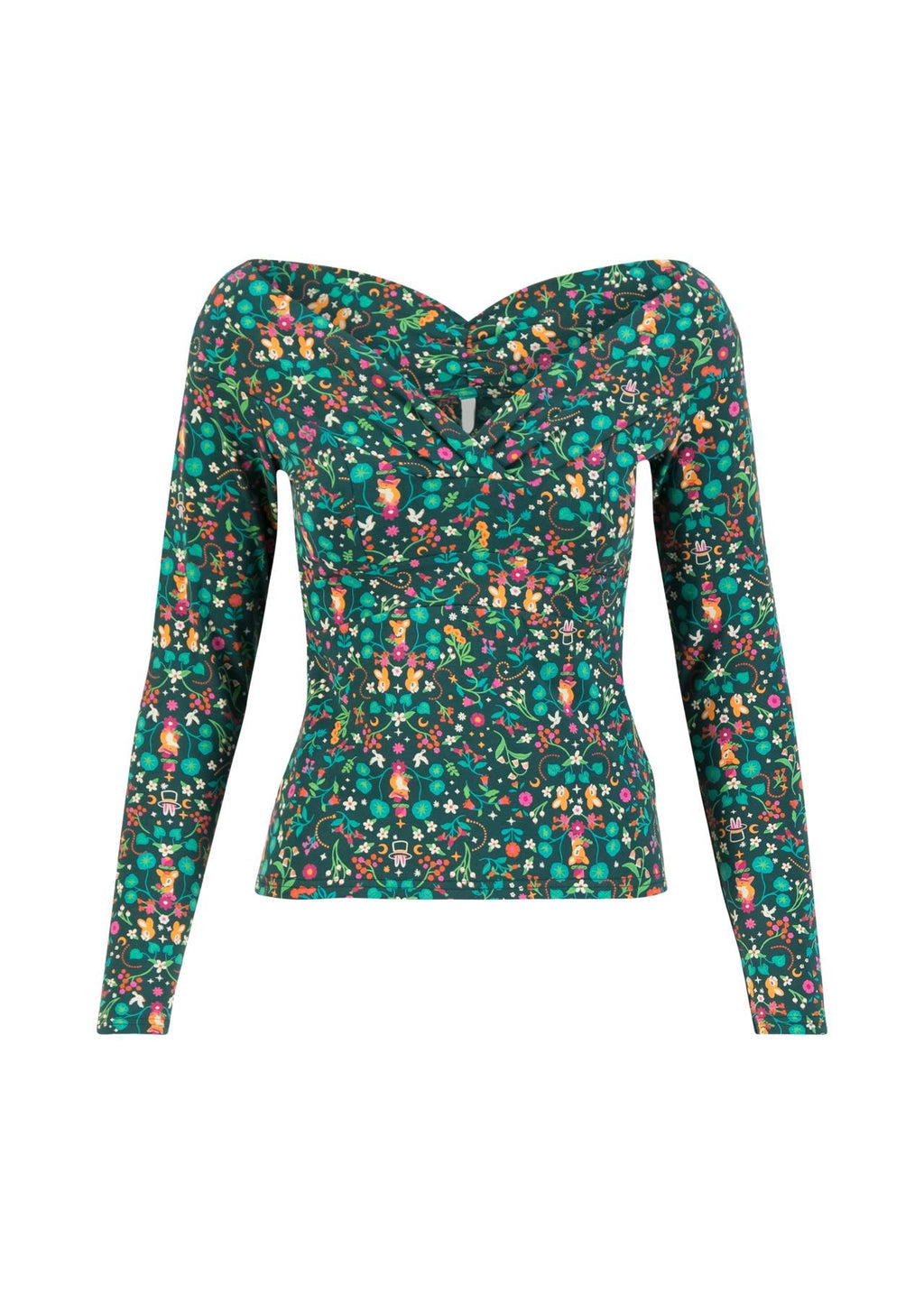Blutsgeschwister Shirt "Lovebirds Kiss" grün/gemustert