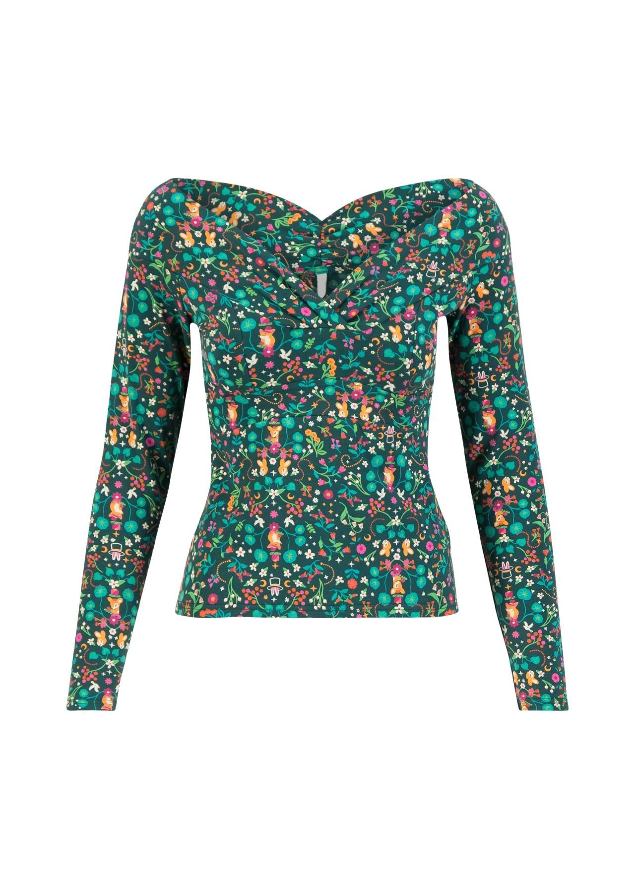 Blutsgeschwister Shirt "Lovebirds Kiss" grün/gemustert