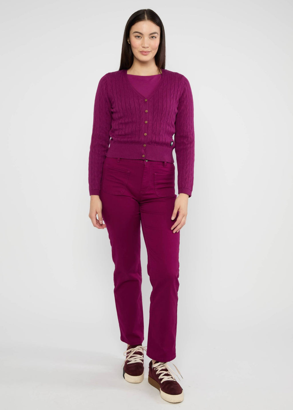 Blutsgeschwister Strickjacke "Save the World" beere