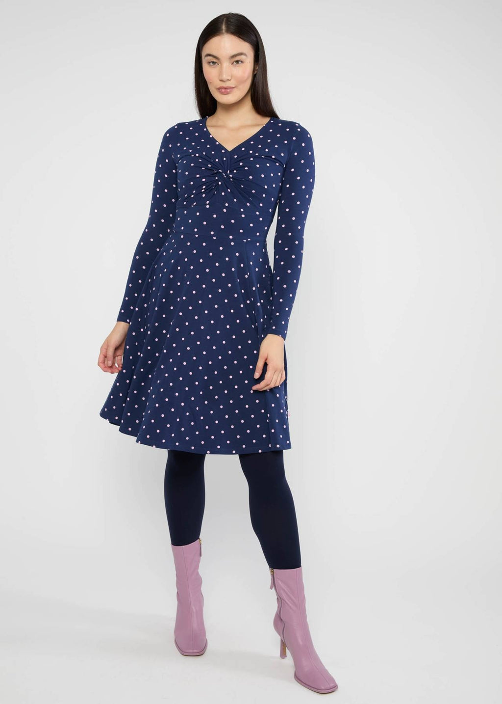 Blutsgeschwister Kleid "Hot Knot" blau/rosa gepunktet
