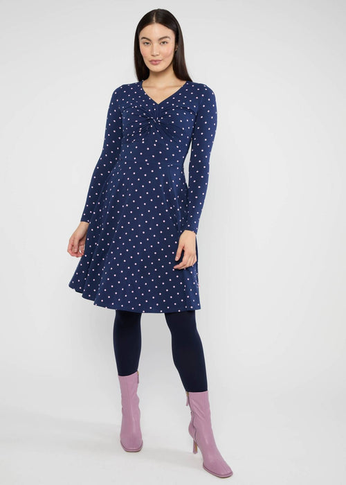 Blutsgeschwister Kleid "Hot Knot" blau/rosa gepunktet
