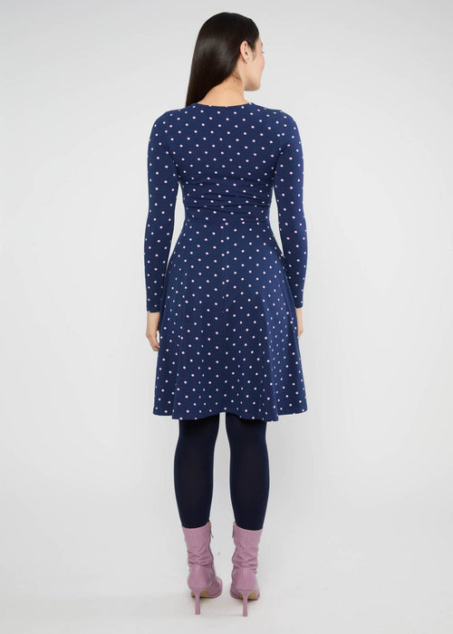 Blutsgeschwister Kleid "Hot Knot" blau/rosa gepunktet