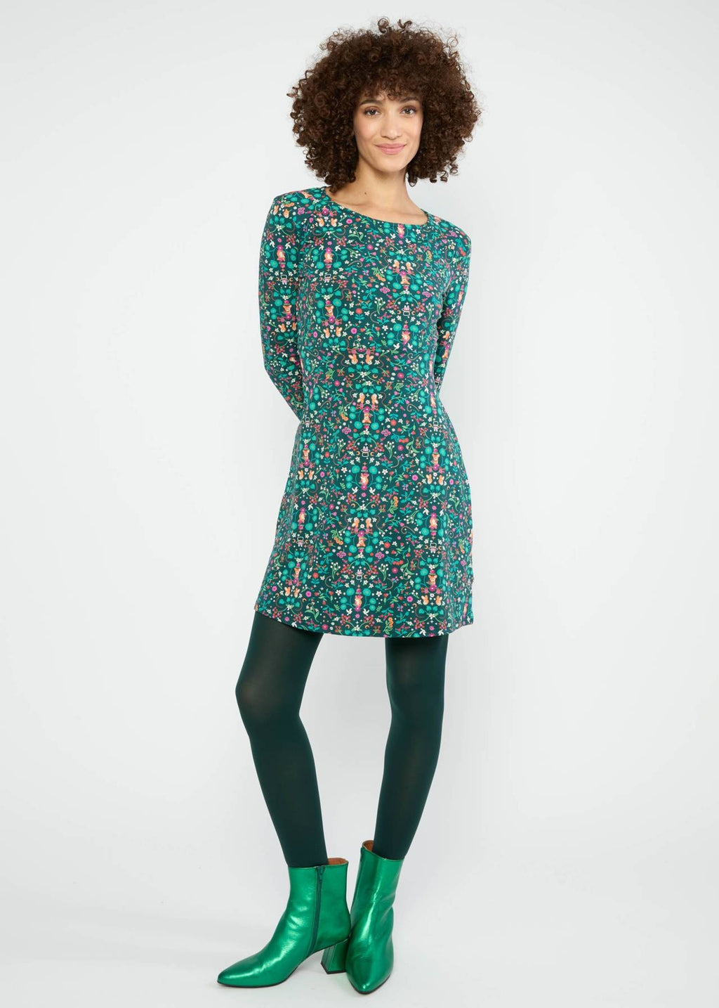 Blutsgeschwister Kleid "Hootchy Kootchy Petite" grün/gemustert