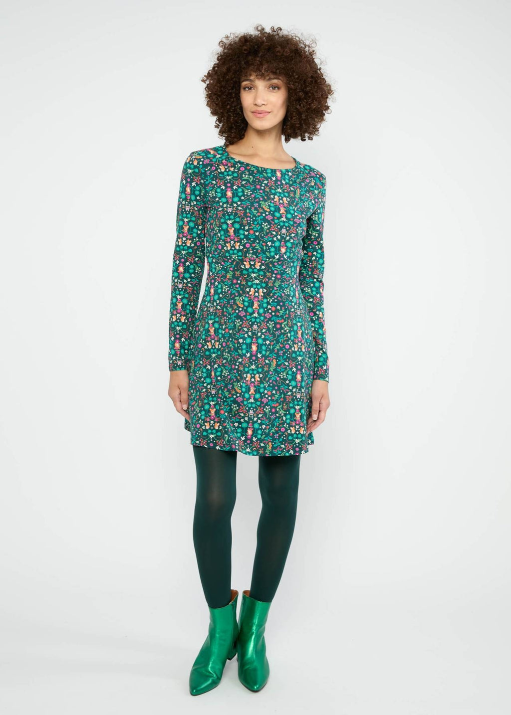Blutsgeschwister Kleid "Hootchy Kootchy Petite" grün/gemustert