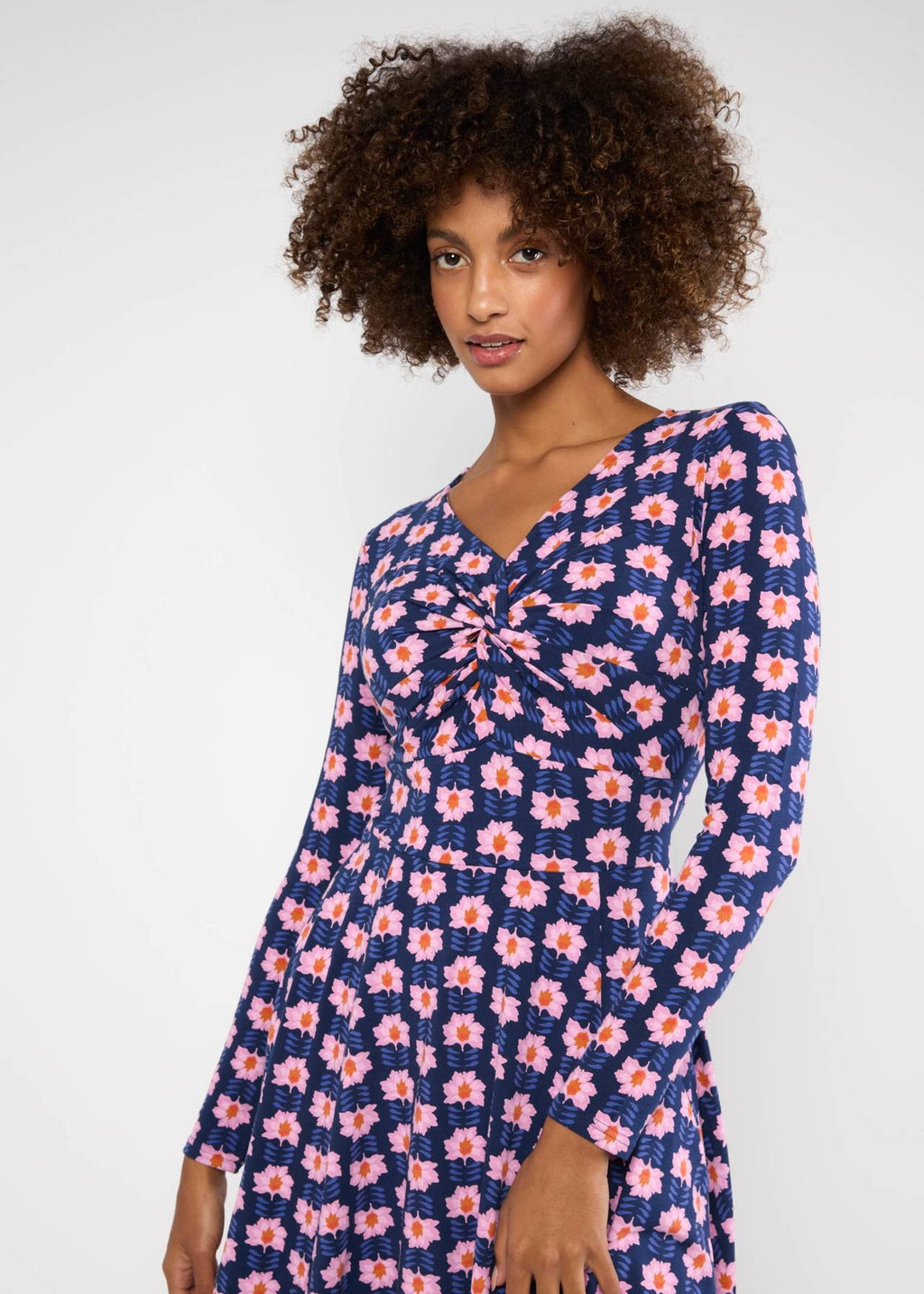 Blutsgeschwister Kleid "Hot Knot" blau/rosa geblümt