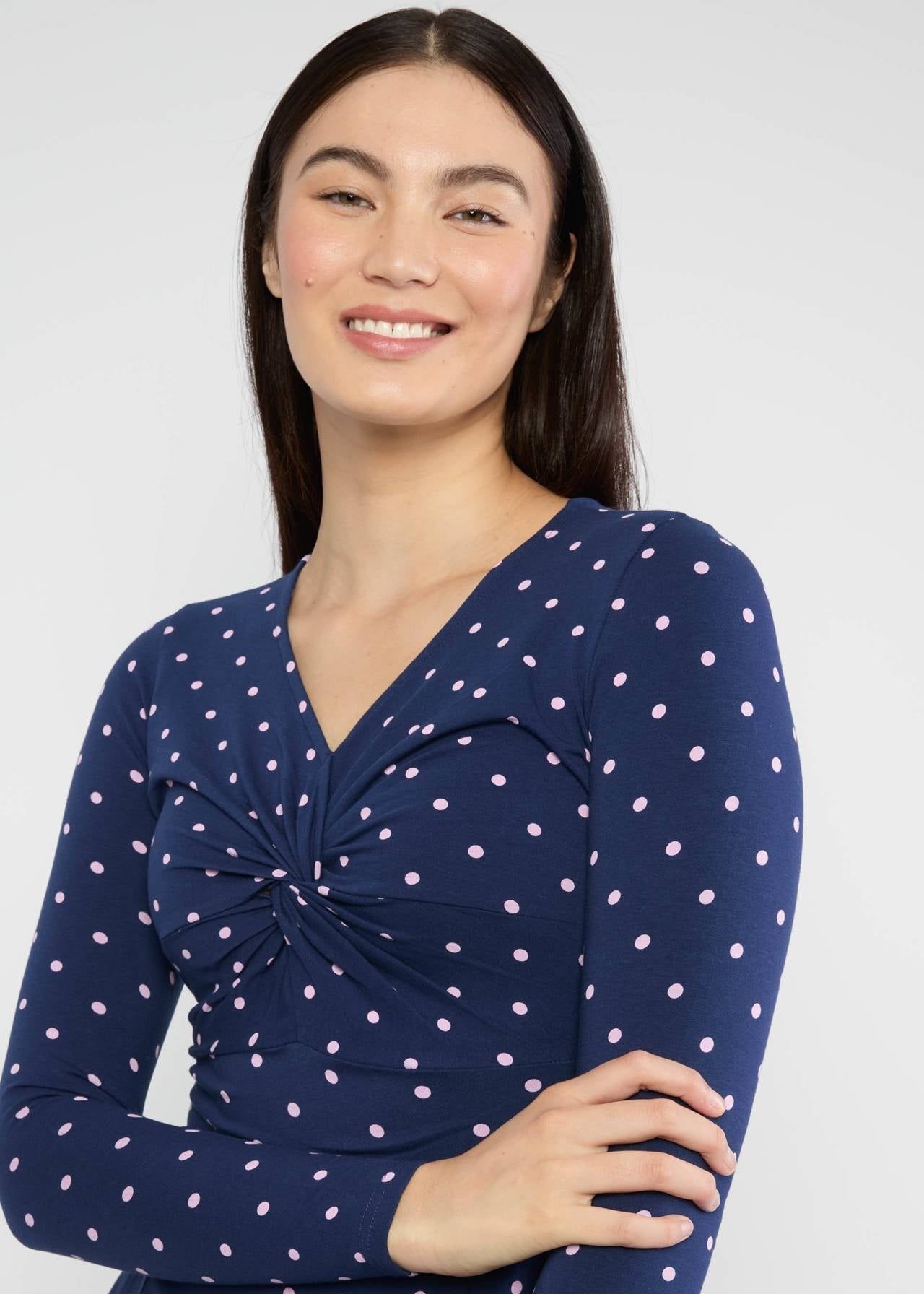 Blutsgeschwister Kleid "Hot Knot" blau/rosa gepunktet