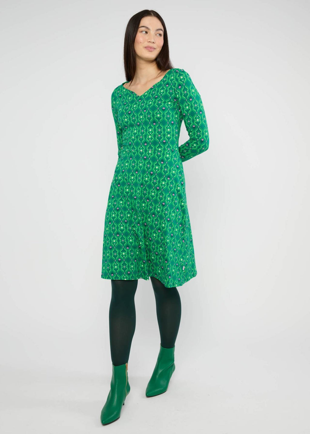 Blutsgeschwister Kleid "Froggy Queen" grün/gemustert Frosch
