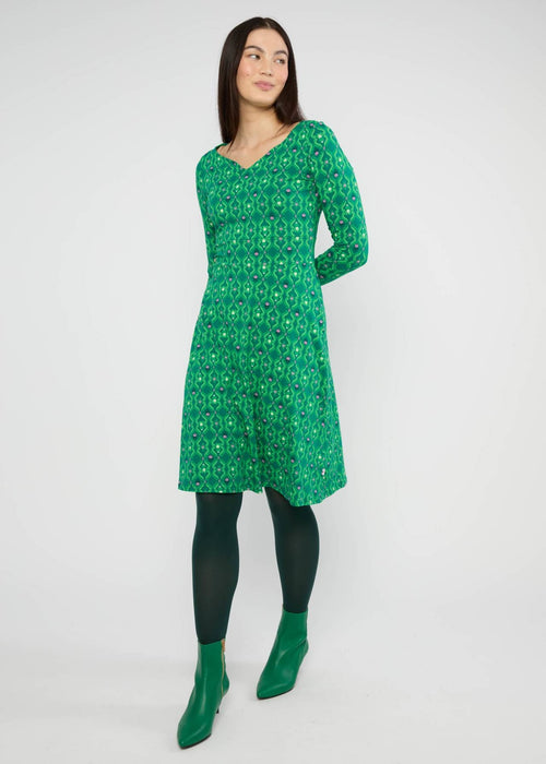 Blutsgeschwister Kleid "Froggy Queen" grün/gemustert Frosch