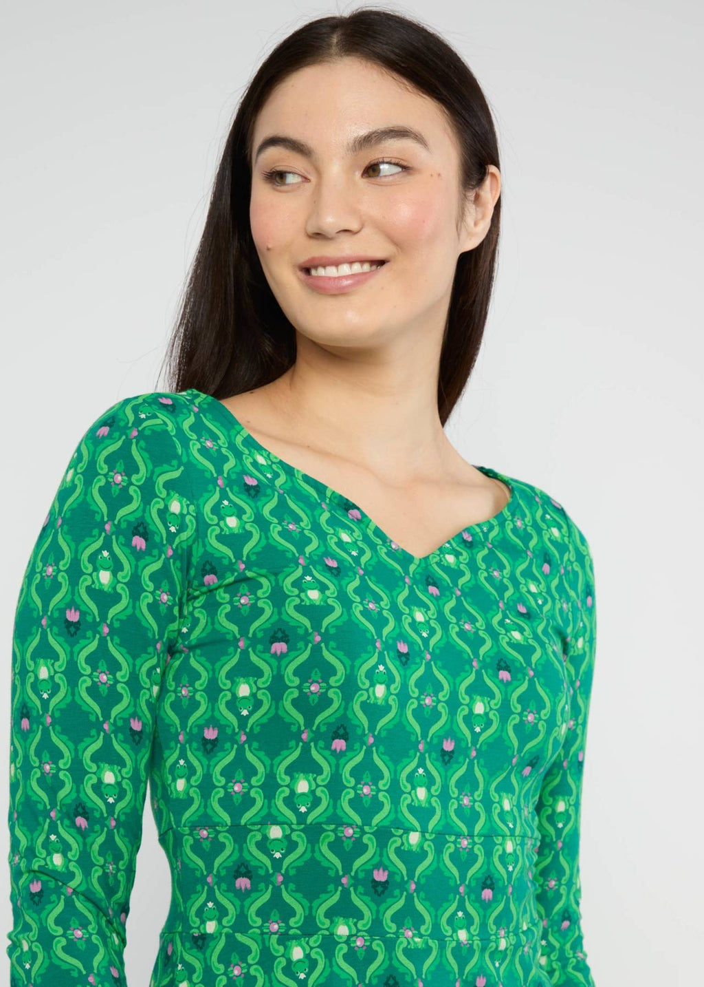 Blutsgeschwister Kleid "Froggy Queen" grün/gemustert Frosch