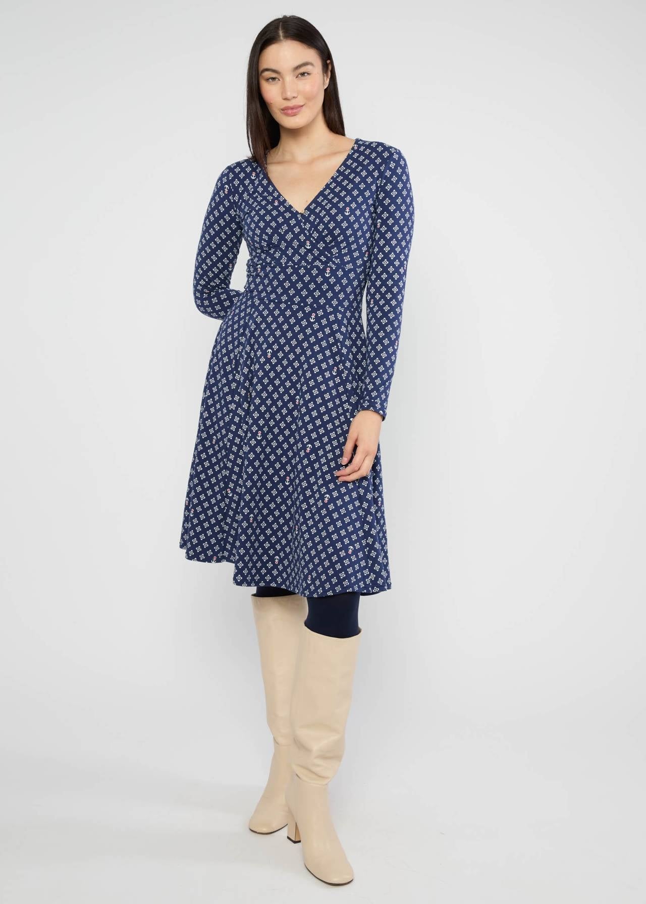 Blutsgeschwister Kleid "Shalala Tralala" grün/petrol gemustert