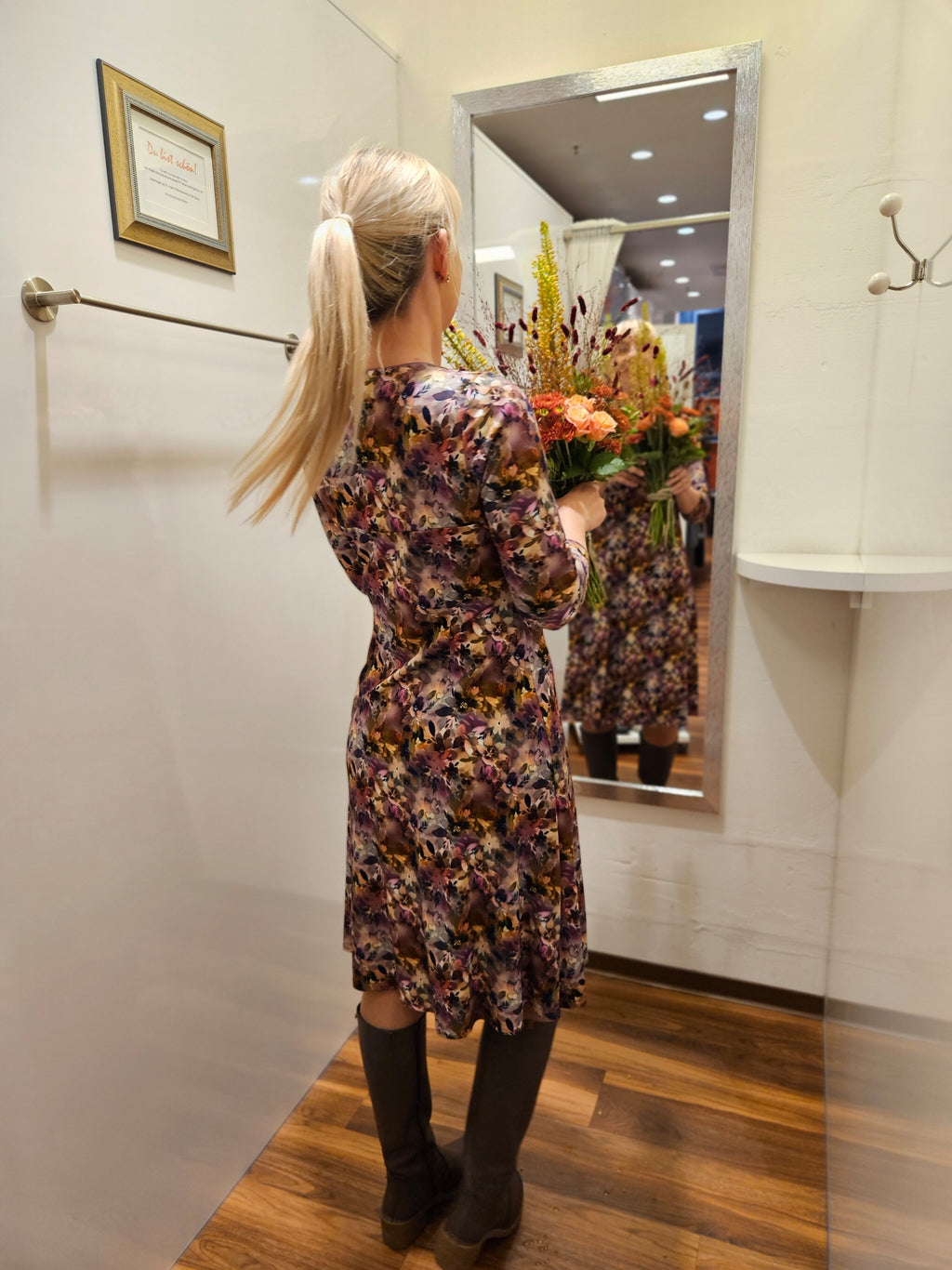 Miranda Merra Kleid "Indian Summer" beere/braun geblümt