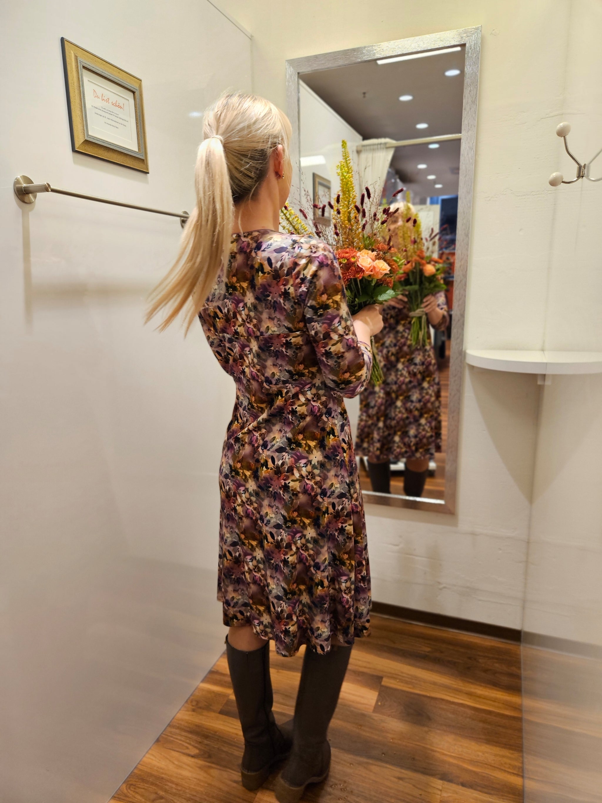 Miranda Merra Kleid "Indian Summer" beere/braun geblümt