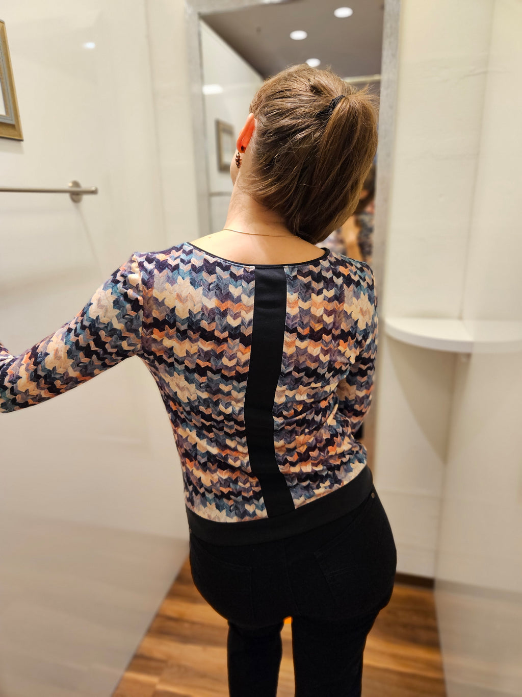 Miranda Merra Shirt mit Bündchen 3/4 Arm "Farbgeflüster" bunt/gemustert