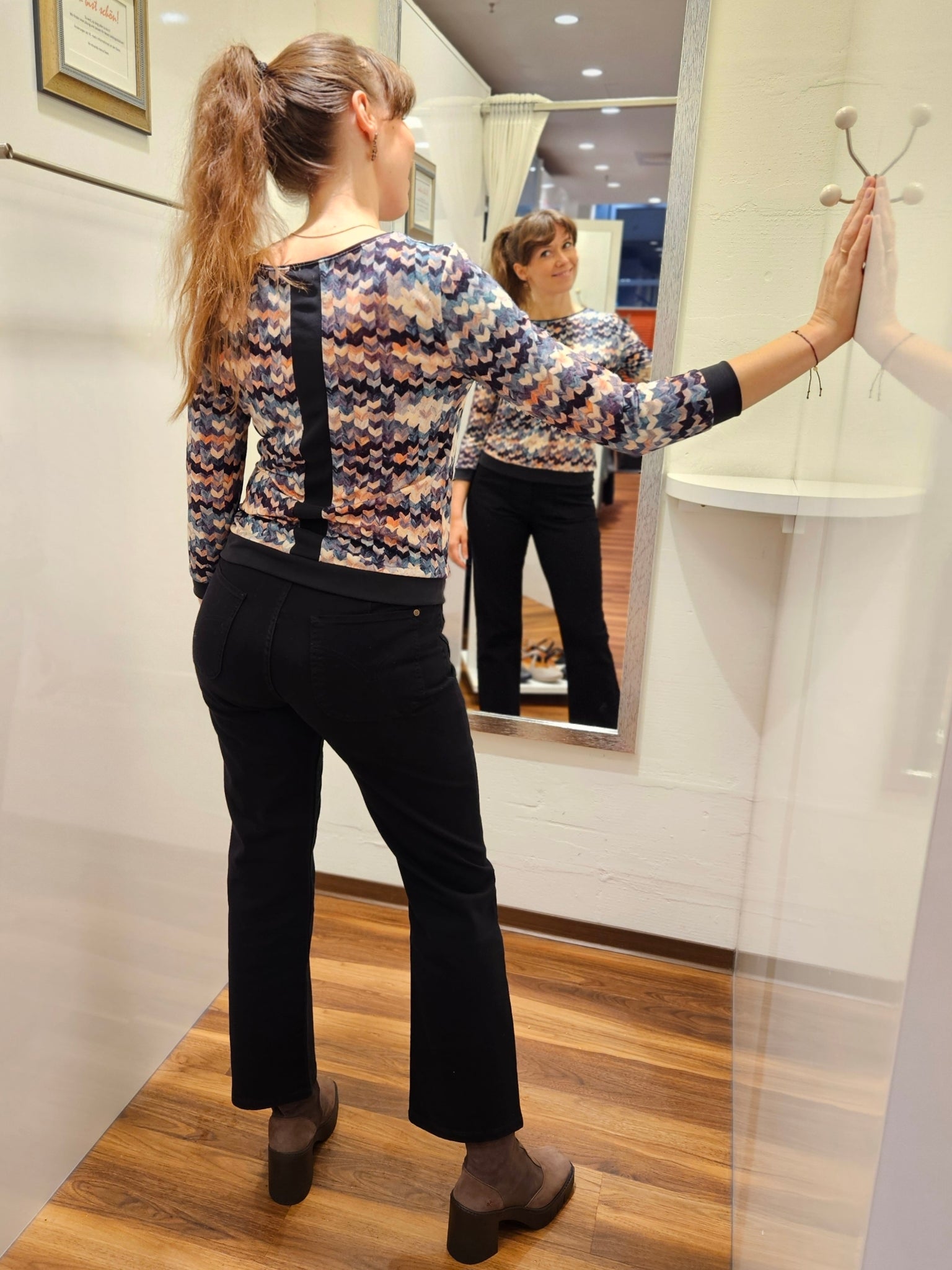 Miranda Merra Shirt mit Bündchen 3/4 Arm "Farbgeflüster" bunt/gemustert