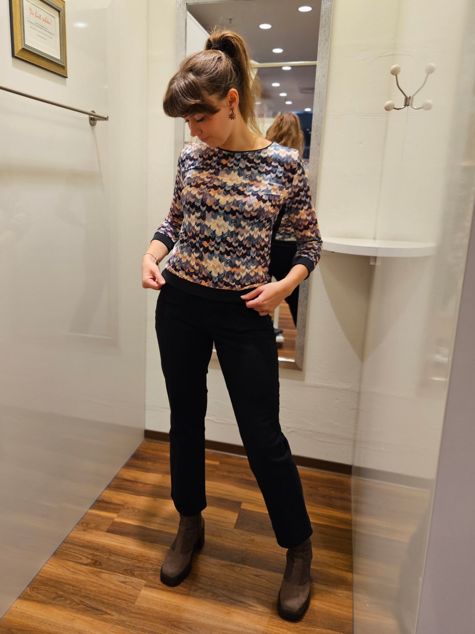 Miranda Merra Shirt mit Bündchen 3/4 Arm "Farbgeflüster" bunt/gemustert