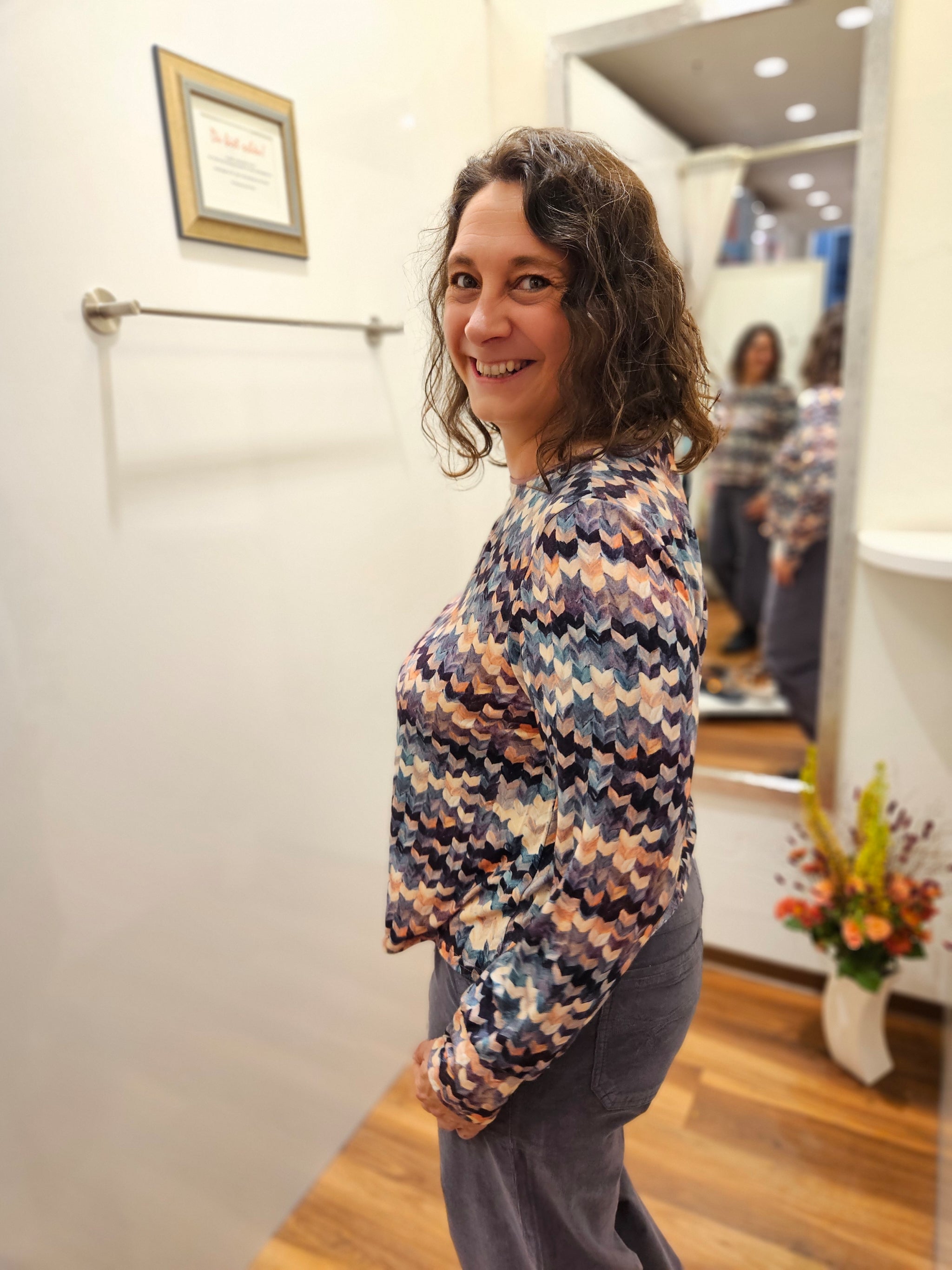 Miranda Merra Shirt mit Bündchen "Farbgeflüster" bunt/gemustert