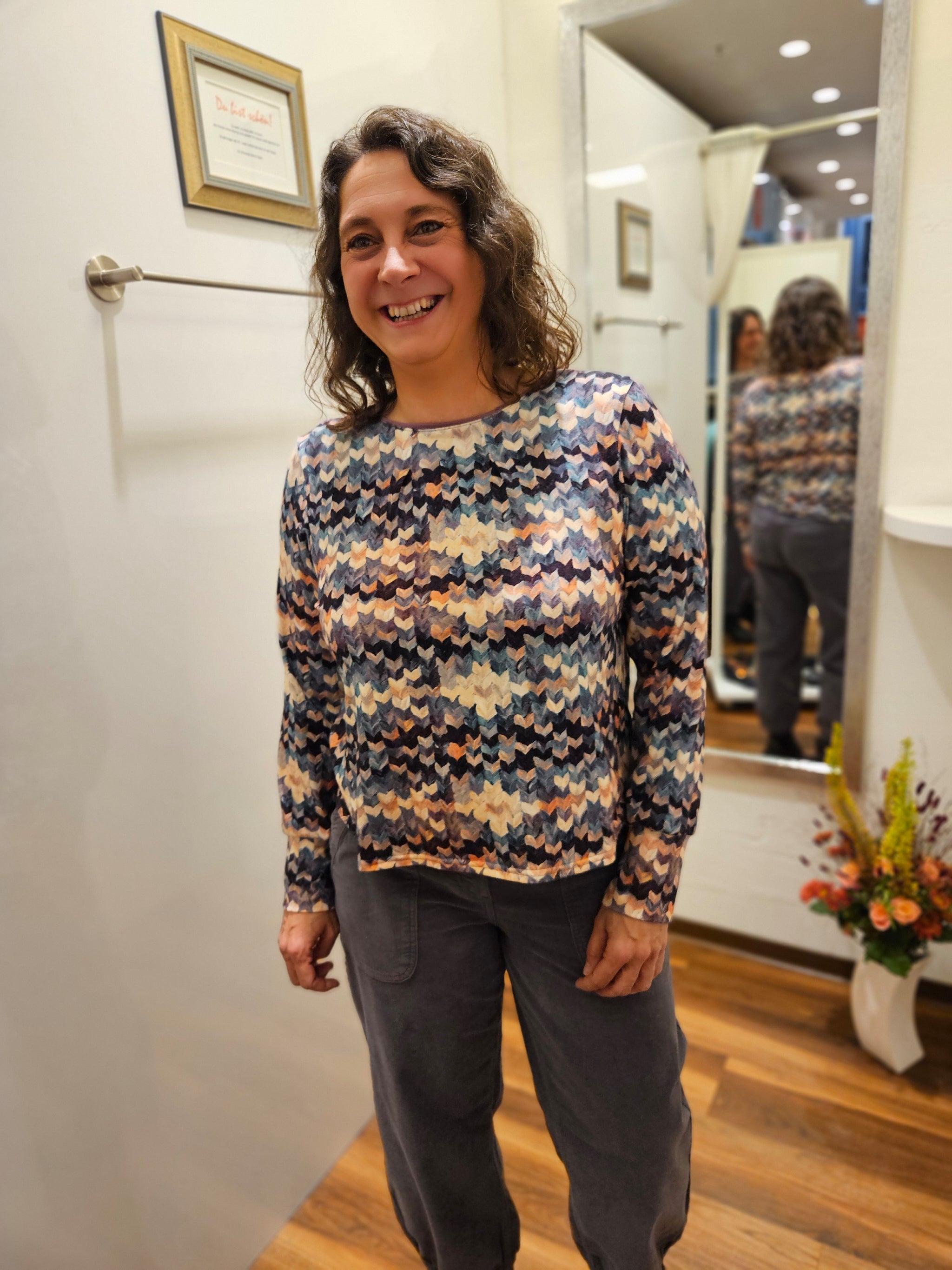 Miranda Merra Shirt mit Bündchen "Farbgeflüster" bunt/gemustert