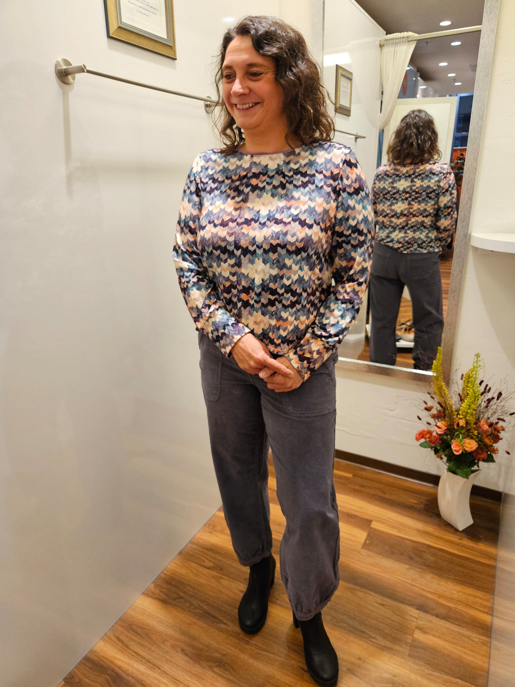 Miranda Merra Shirt mit Bündchen "Farbgeflüster" bunt/gemustert
