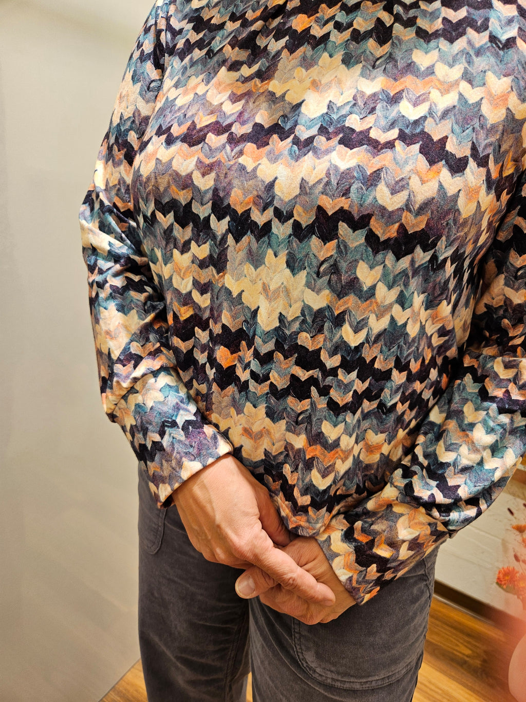 Miranda Merra Shirt mit Bündchen "Farbgeflüster" bunt/gemustert