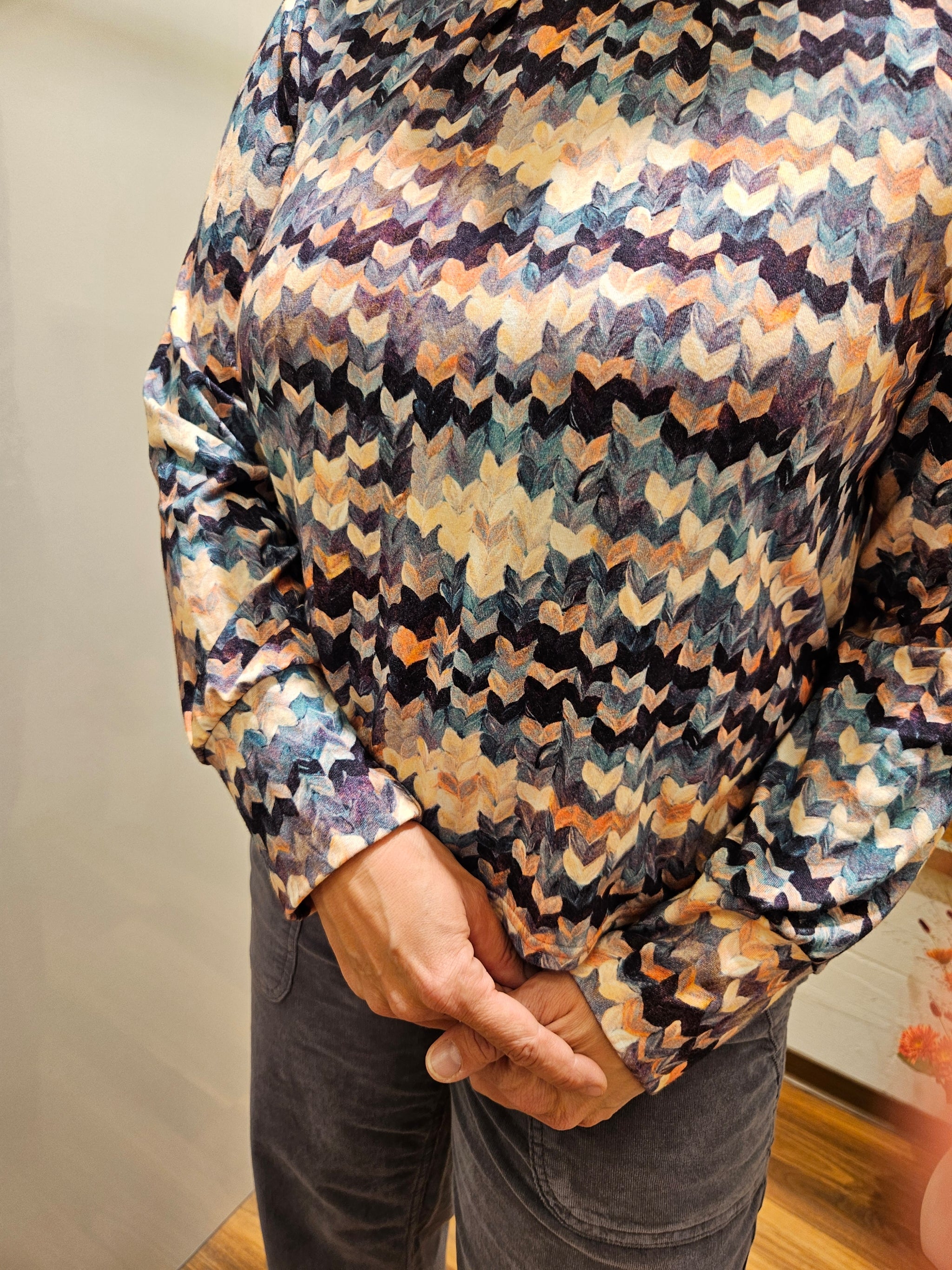 Miranda Merra Shirt mit Bündchen "Farbgeflüster" bunt/gemustert