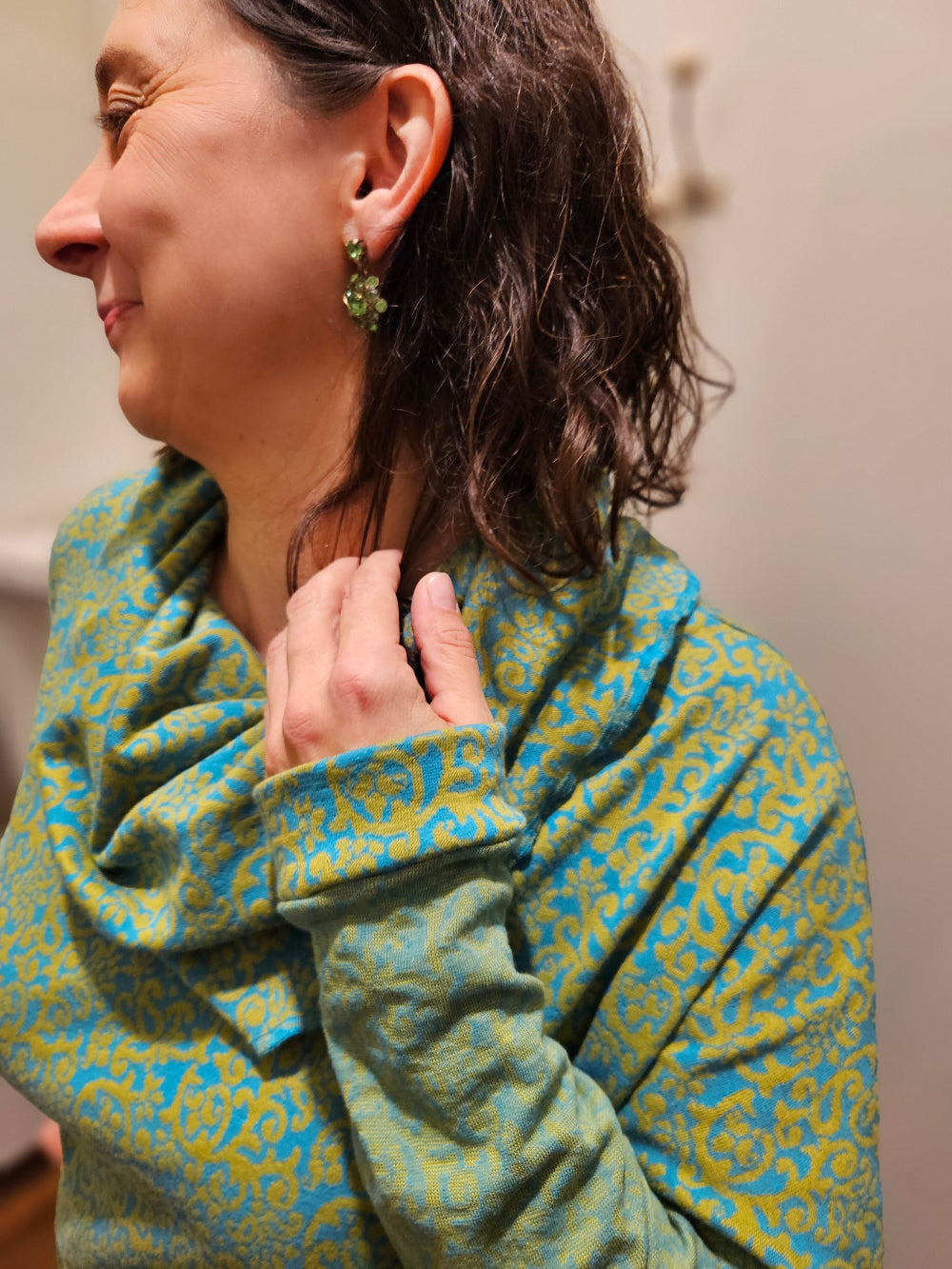 Miranda Merra Pullover mit Schalkragen grün