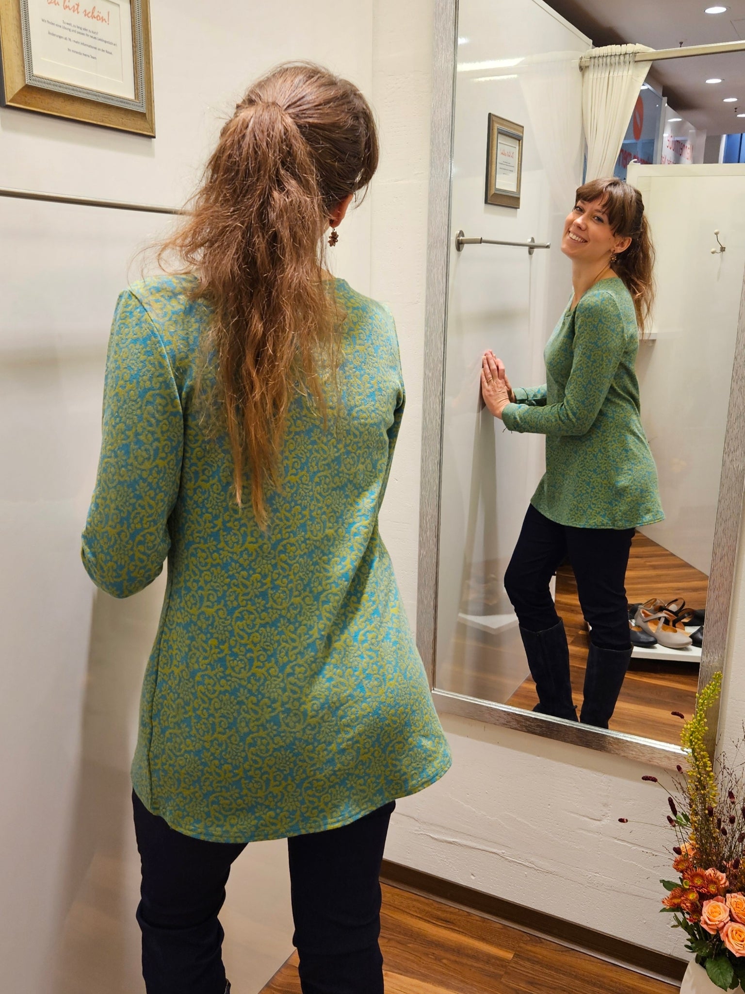 Miranda Merra Tunika "Morning Dew" grün/türkis gemustert