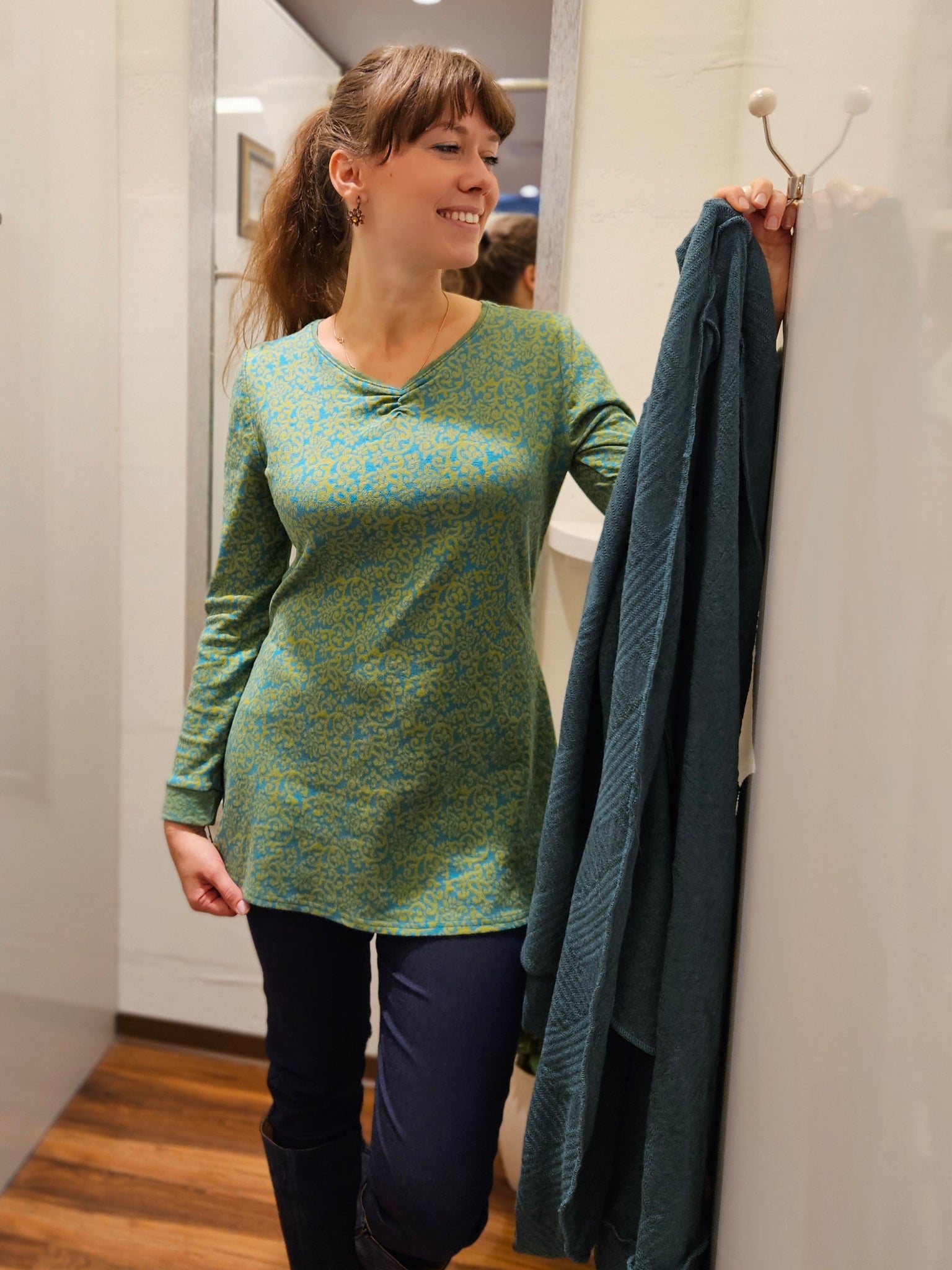 Miranda Merra Tunika "Morning Dew" grün/türkis gemustert