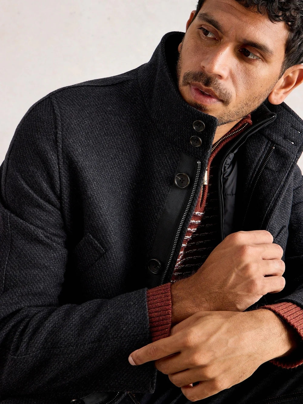 White Stuff Wollmantel mit herausnehmbarer Weste anthrazit