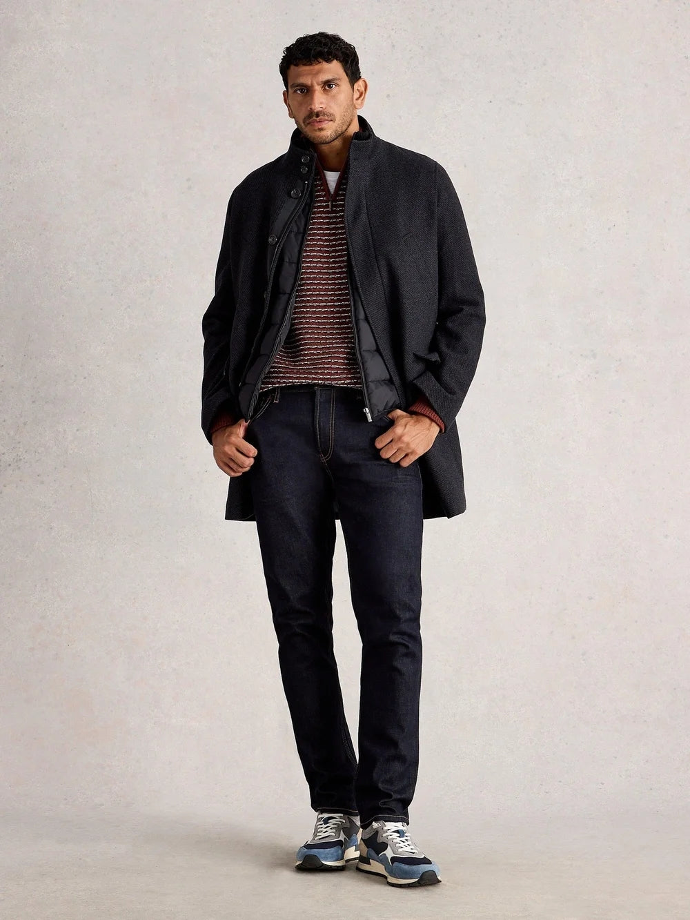 White Stuff Wollmantel mit herausnehmbarer Weste anthrazit