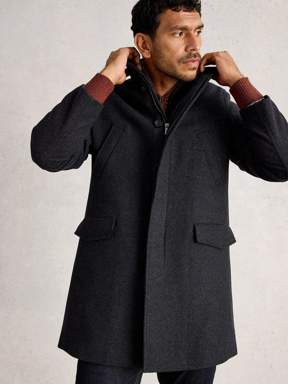 White Stuff Wollmantel mit herausnehmbarer Weste anthrazit