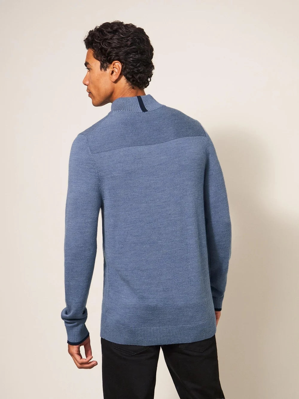 White Stuff Pullover aus Wolle mit Trichterkragen blau
