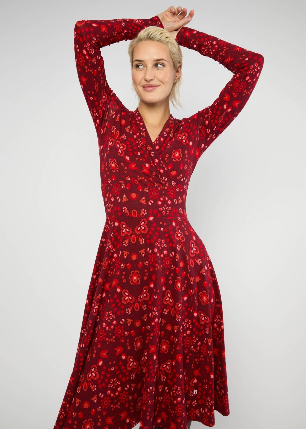Blutsgeschwister Kleid "Shalala Tralala" rot/gemustert