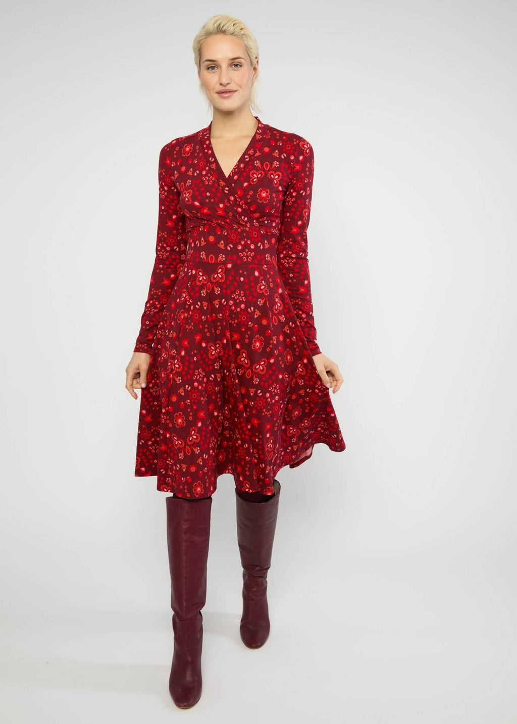 Blutsgeschwister Kleid "Shalala Tralala" rot/gemustert