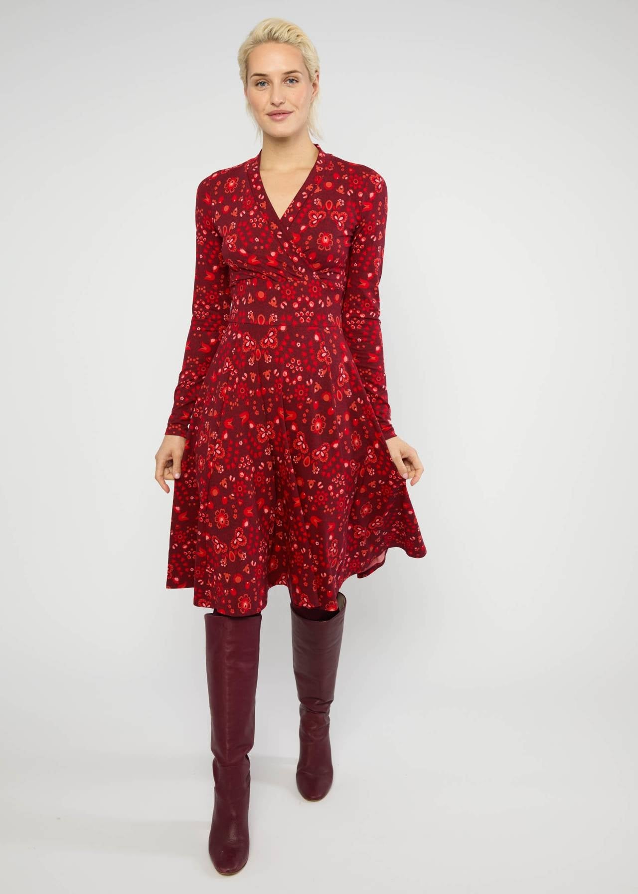 Blutsgeschwister Kleid "Shalala Tralala" rot/gemustert