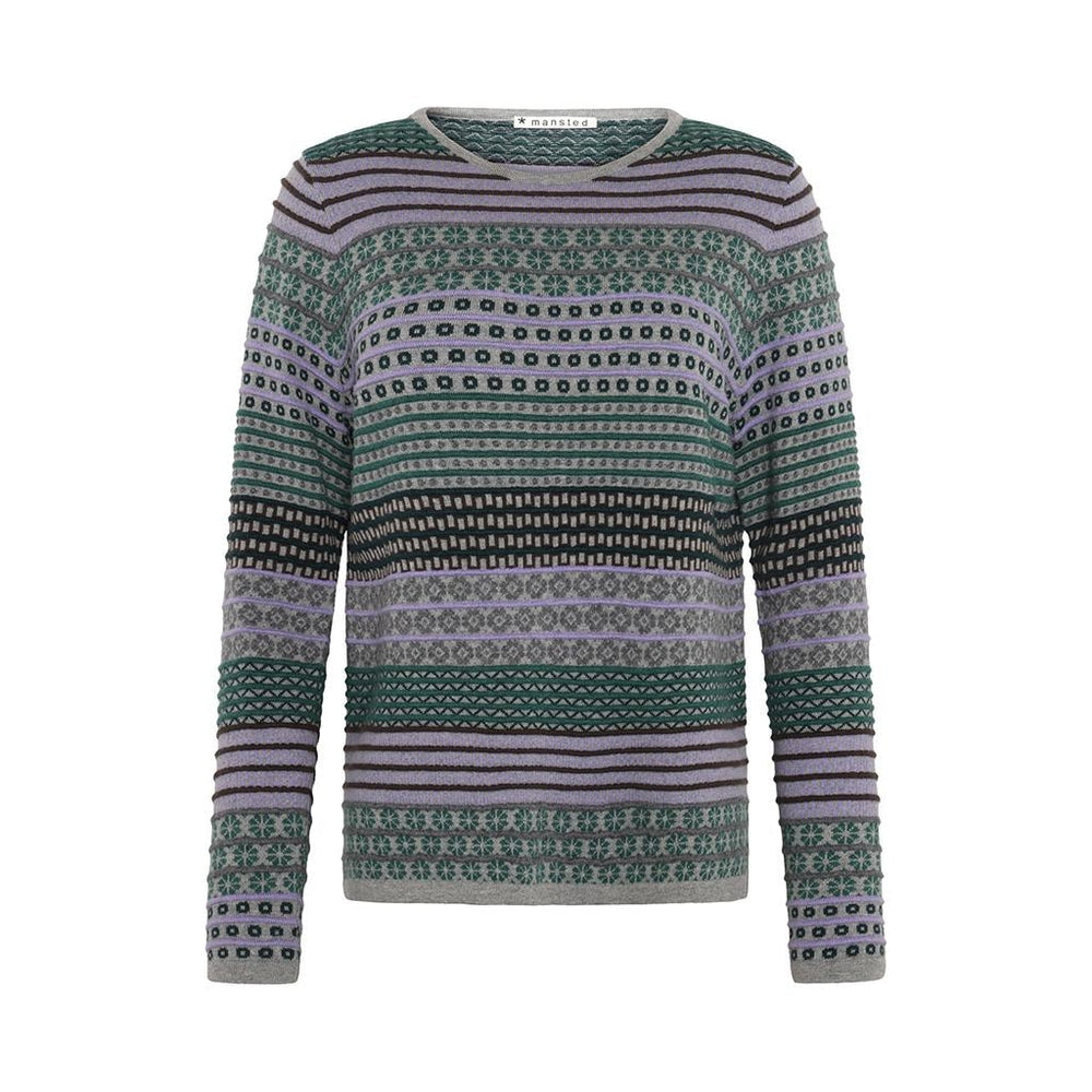 Mansted Pullover "Bebe" lila/grün gemustert